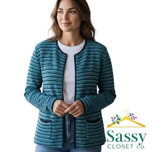 Ann Taylor Patterned Knit Zip Front Cardigan Women’s XL Tags Career Chic EUC